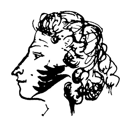 self-portrait of A.S. Pushkin - great Russian writer and poet isolated on a white backgroundのイラスト素材