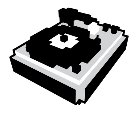 3D pixel cartoon style turntable in black and whiteのイラスト素材