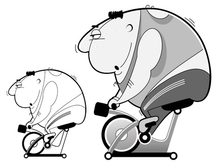 Bike simulator workout  Greyscale and outlineのイラスト素材