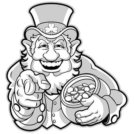 Leprechaun with a pot of goldのイラスト素材