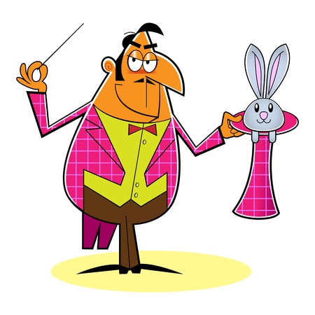 Cartoon style magician, performing a trickのイラスト素材