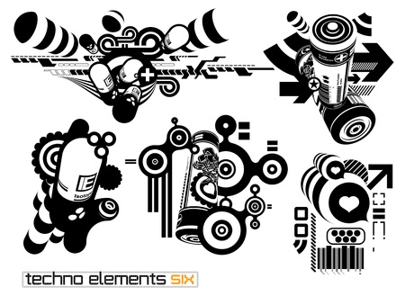 Set of techno compositions for print multimedia and webのイラスト素材