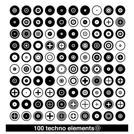 Set of techno elements for print multimedia and webのイラスト素材