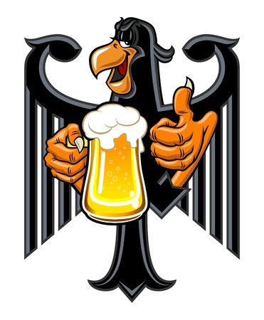 Cartoon eagle holding a mug of beerの写真素材