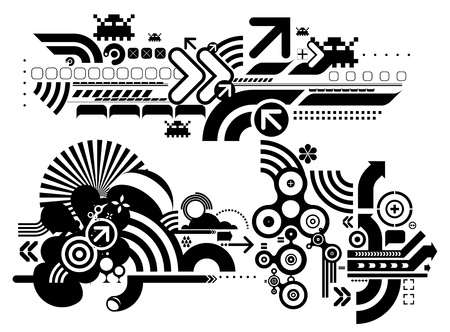Set of techno compositions for print multimedia and webの写真素材