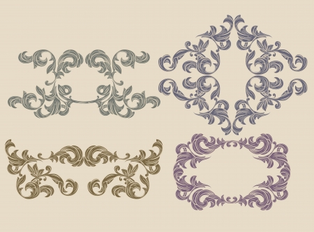 Set of floral design elementsの写真素材
