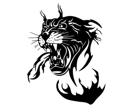Black and white tiger. Digital Drawingのイラスト素材