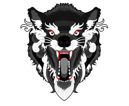 Angry ethnic wolf.のイラスト素材
