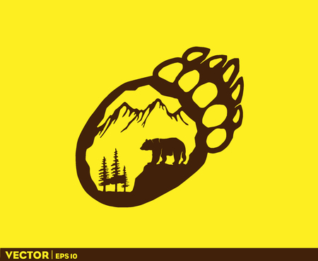 Bear Life in Footprintのイラスト素材