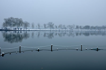 Hangzhou West Lake snowの写真素材