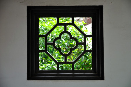 Chinese architectural wooden windowの写真素材