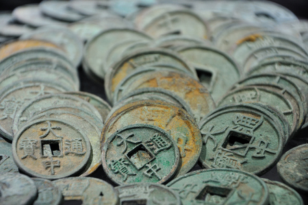 Ancient copper coinsのeditorial素材