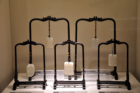 Jade hanging on a mini wooden rackのeditorial素材