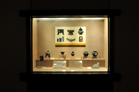 collection of ancient antique displaying in a museumのeditorial素材