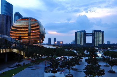 View of Sasseur life plaza at nightのeditorial素材