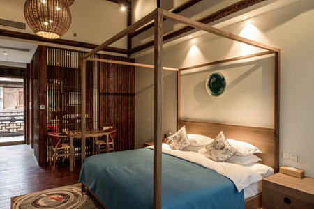 deluxe king bed at hotelのeditorial素材