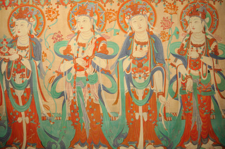 Mogao grottoes in Dunhuang muralsのeditorial素材