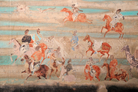 Mogao grottoes in Dunhuang muralsのeditorial素材