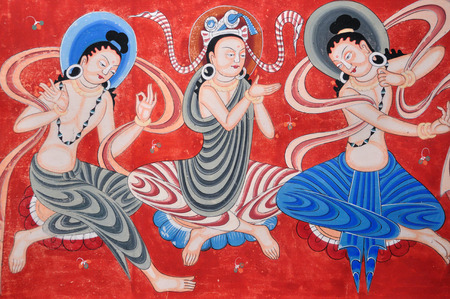 Mogao grottoes in Dunhuang muralsのeditorial素材