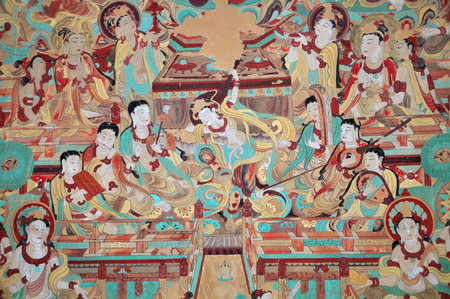 Mogao grottoes in Dunhuang muralsのeditorial素材