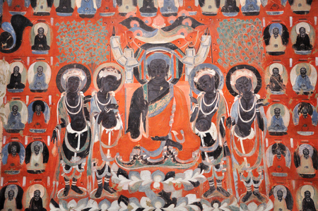 Mogao grottoes in Dunhuang muralsのeditorial素材