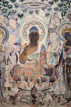 Mogao grottoes in Dunhuang muralsのeditorial素材