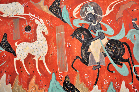 Mogao grottoes in Dunhuang muralsのeditorial素材