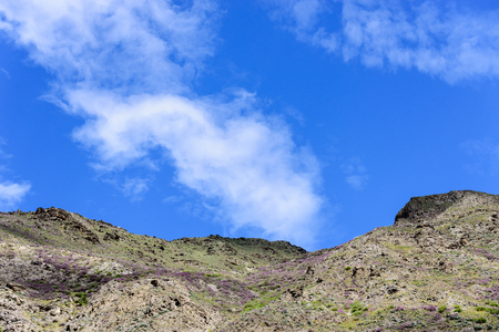 mountain peak under the blue skyの写真素材