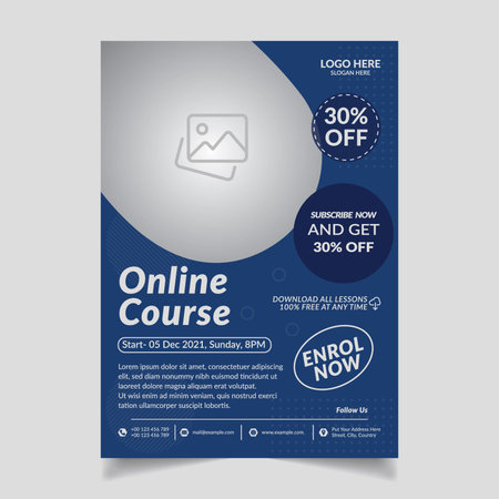 Online Course- Flyer Templateのイラスト素材
