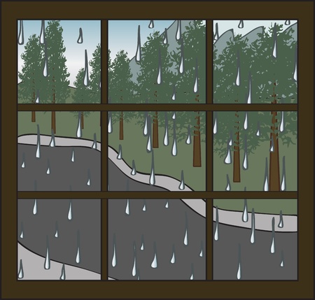 Looking out a window on a rainy dayのイラスト素材