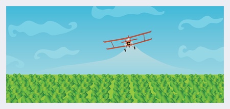 crop dusting biplaneのイラスト素材