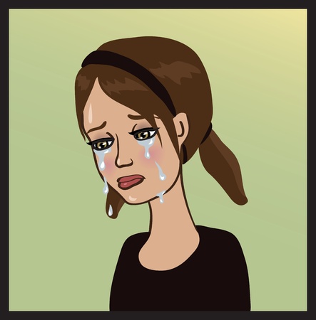 teen crying girlのイラスト素材