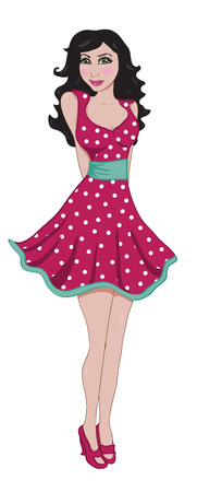 flirty woman in swim dressのイラスト素材