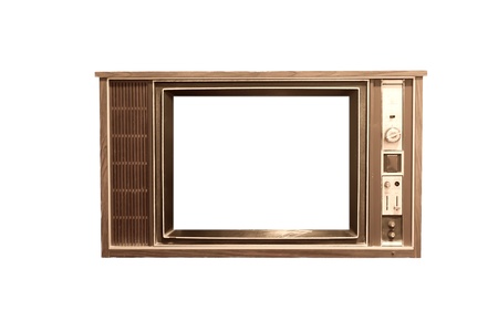 Old vintage television frame in white back groundの写真素材