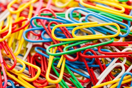 Colorful paper clip on white background isolateの写真素材