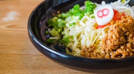 noodle with spicy ground pork sauce japanese food styleの写真素材