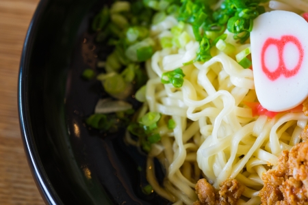 noodle with spicy ground pork sauce japanese food styleの写真素材