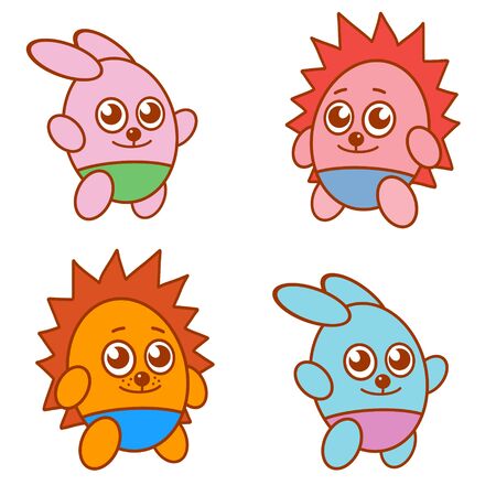 Set of funny cartoon animals in shortsのイラスト素材