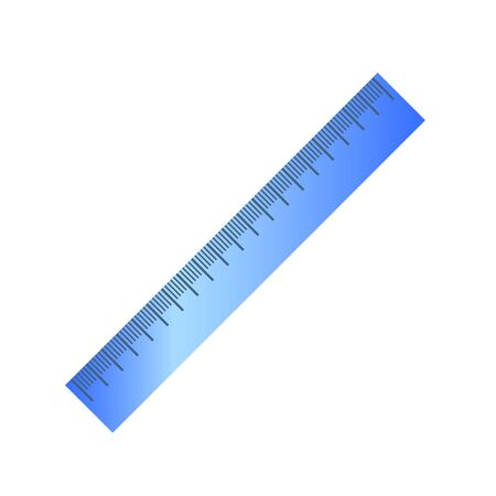 Flat school drawing ruler made of plastic. Blue color. Isolated object, top view. Vector illustration.のイラスト素材