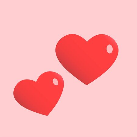 Two romantic red hearts. Pink background.のイラスト素材