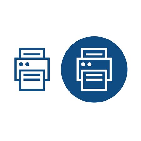 Printer for paper. Option in a circle and without it. Vector blue icons.のイラスト素材