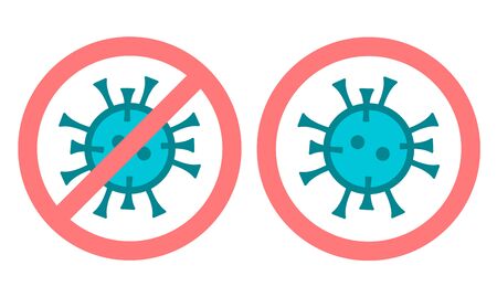 Forbidden and warning signs with coronavirus.のイラスト素材