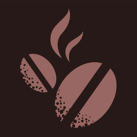 Icon with roasted coffee beans. Symbol of an invigorating drink. Brown isolated object. Vector illustration.のイラスト素材