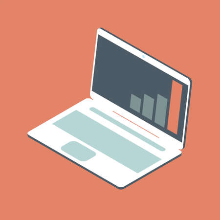 Laptop with financial growth chart on the screen. Successful business symbol.のイラスト素材