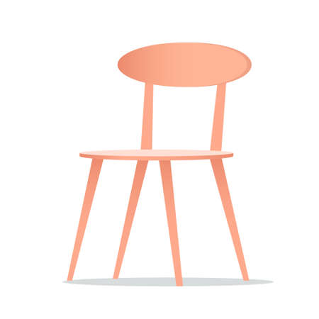 Elegant wooden chair with backrest. Cafe or home interior. Vector isolated illustration.のイラスト素材