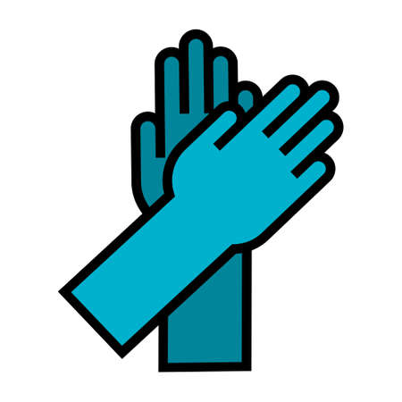Blue gloves for cleaning. Vector isolated illustration on white background.のイラスト素材