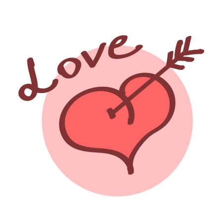 Love heart with arrow cupid. A symbol of love and passion. Vector romantic illustration.のイラスト素材