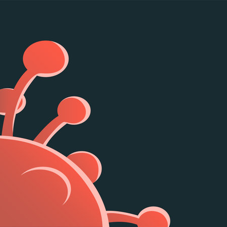 Banner on the theme of coronavirus. COVID-19 virus up close. Vector illustration with place for...