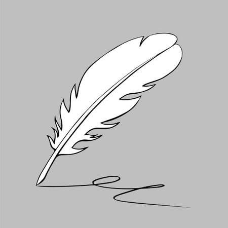 Bird pen for writing. Hand drawn sketch. Vector isolated illustration.のイラスト素材