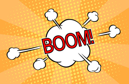 Cartoon explosion on a colorful background. Vector illustration template in pop art style.